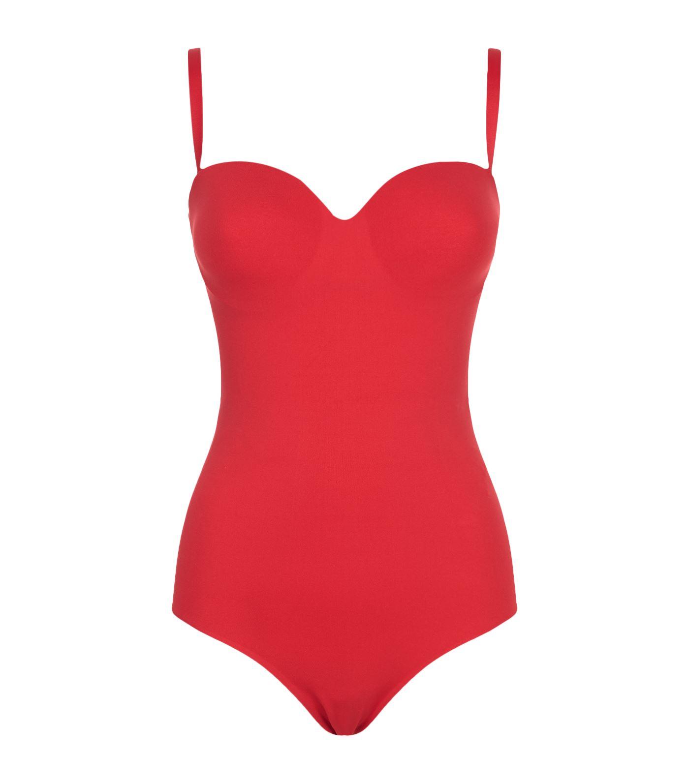 red shapewear swimsuit