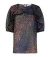 CHLOÉ FIREWORK PRINT RUFFLE OVERLAY BLOUSE,P000000000005642489