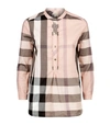 BURBERRY House Check Half-Buttoned Smock Top,P000000000005341938