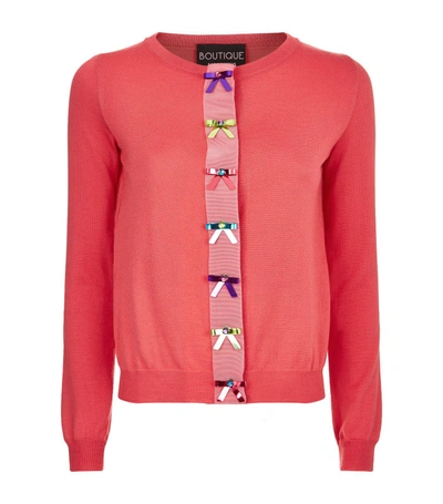 Boutique Moschino Bow-embellished Merino Sweater In Pink