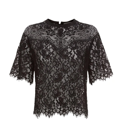 Sandro Laslo Lace Cropped Top In Black