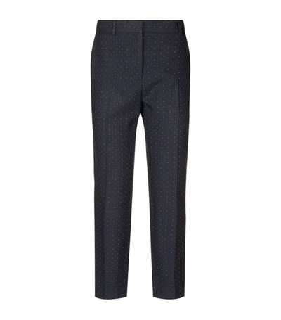 Sandro Polka Dot Stitch Tailored Trousers In Navy
