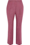 MSGM CROPPED HOUNDSTOOTH WOOL FLARED PANTS
