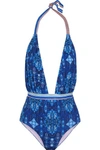 MATTHEW WILLIAMSON PRINTED HALTERNECK SWIMSUIT