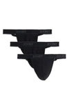 2(x)ist Men's 3-pk. Cotton Essential Y-back Thongs In Black