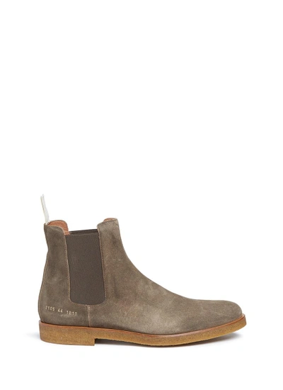 Common Projects Suede Chelsea Boots In Mushroom