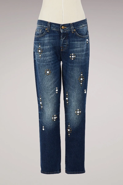 7 For All Mankind Josefina Embroidered Boyfriend Jeans In Indigo