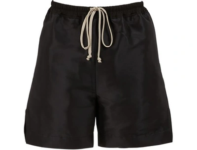 Rick Owens Duchesse Silk Shorts In Black