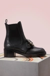 MIU MIU LEATHER BIKER ANKLE BOOTS,5T169B/3J4X/2