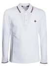Moncler Maglia Long Sleeve Polo In Bianco Ottico