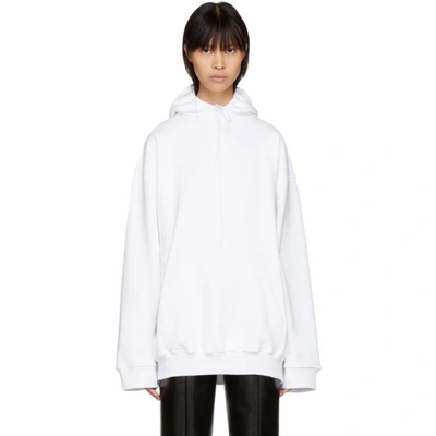 Balenciaga Oversized Printed Cotton-jersey Hooded Top In White