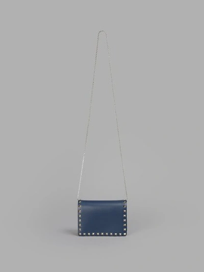 Valentino Garavani Rockstud Leather Shoulder Bag In Blue