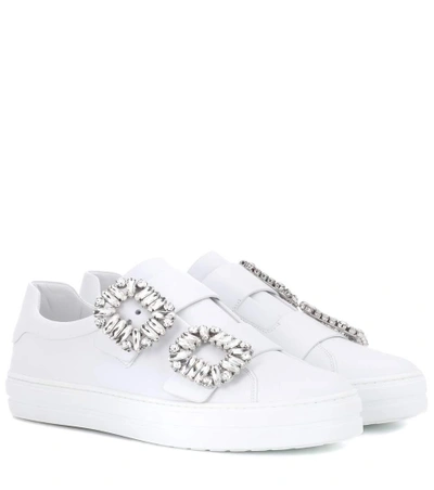 Roger Vivier Sneaky Viv Leather Sneakers In White