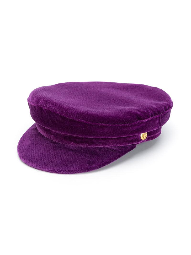 purple baker boy hat