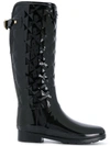 HUNTER quilted knee-high boots,WFT1031RGL12402260