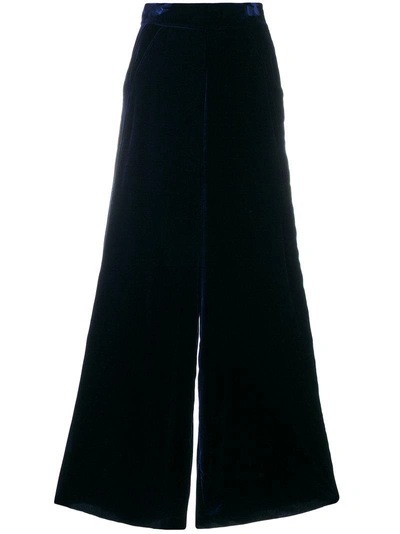 Aviu Wide-leg Textured Trousers In Blue