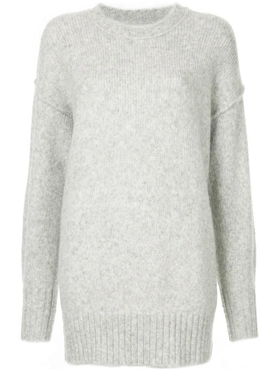 R13 Oversized Mélange Knitted Jumper In Grey