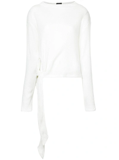 Elaidi Side-tied Knitted Top In White