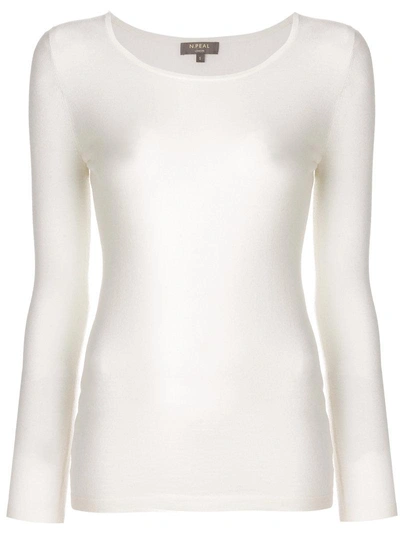 N•peal Superfine Round Neck Sweater In White