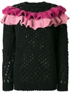 BOUTIQUE MOSCHINO BOUTIQUE MOSCHINO CHUNKY KNIT RUFFLE JUMPER - BLACK,A0926580412402528