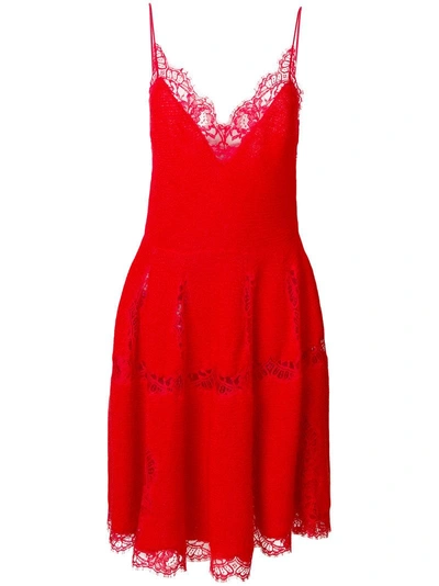 Givenchy Lace Trim Knitted Dress In Red