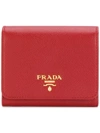 Prada Trifold Wallet - Red In Red