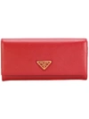 Prada Classic Continental Wallet - Red In Red