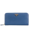 PRADA PRADA CLASSIC ZIP-AROUND WALLET - BLUE,1ML506QHH12326304