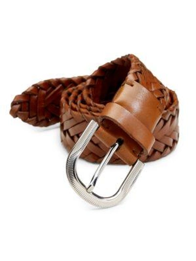 Brunello Cucinelli Leather Braided Belt In Brown