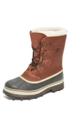 Sorel Caribou Faux Shearling-trimmed Waterproof Leather And Rubber Snow Boots In Tobacco