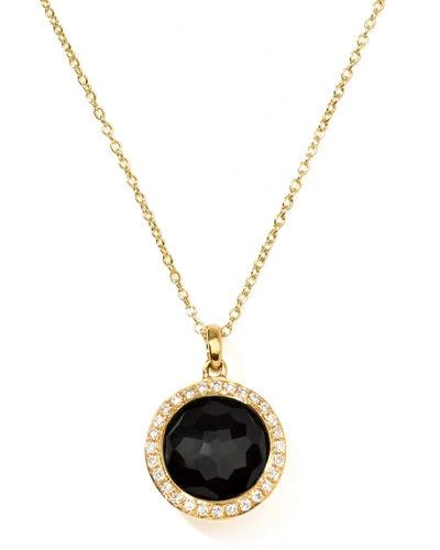 Ippolita 18k Yellow Gold Lollipop Onyx & Diamond Mini Pendant Necklace, 18 In Black/gold