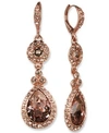 GIVENCHY ROSE GOLD-TONE SWAROVSKI ELEMENT DOUBLE DROP EARRING