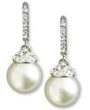 GIVENCHY EARRINGS, CRYSTAL ACCENT AND WHITE GLASS PEARL