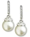 Givenchy Earrings, Crystal Accent And White Glass Pearl