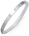 Kate Spade Set In Stone Rhodium-plated Hinged Bangle In Clear/silver