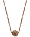 Givenchy Crystal Fireball Pendant Necklace 16" + 2" Extender In Rose Gold