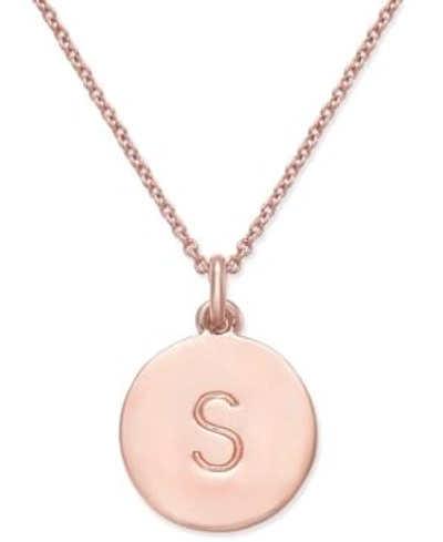 Kate Spade Rose Gold-tone Initial Disc Pendant Necklace, 18" + 2 1/2" Extender In S/ Rose Gold