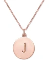 Kate Spade Rose Gold-tone Initial Disc Pendant Necklace, 18" + 2 1/2" Extender In J/ Rose Gold