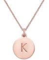 KATE SPADE ROSE GOLD-TONE INITIAL DISC PENDANT NECKLACE, 18" + 2 1/2" EXTENDER