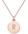 KATE SPADE ROSE GOLD-TONE INITIAL DISC PENDANT NECKLACE, 18" + 2 1/2" EXTENDER
