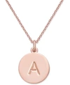 Kate Spade Rose Gold-tone Initial Disc Pendant Necklace, 18" + 2 1/2" Extender In Rose Gold A