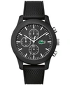 LACOSTE UNISEX CHRONOGRAPH 12.12 BLACK SILICONE STRAP WATCH 44MM 2010821