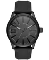 DIESEL MEN'S BLACK SILICONE STRAP WATCH 46X53MM DZ1807