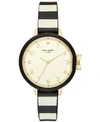 Kate Spade Black And Cream Stripe Silicone Park Row Watch In Black/white
