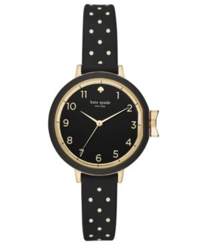 KATE SPADE WOMEN'S PARK ROW BLACK DOT SILICONE STRAP WATCH 34MM