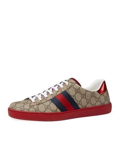 Gucci Men's Ace Gg Supreme Sneakers In Black