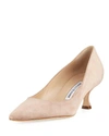Manolo Blahnik Srila Suede Low-heel Pumps In Beige