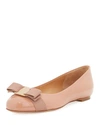Ferragamo Varina Bow-detailed Patent-leather Ballet Flats In New Blush