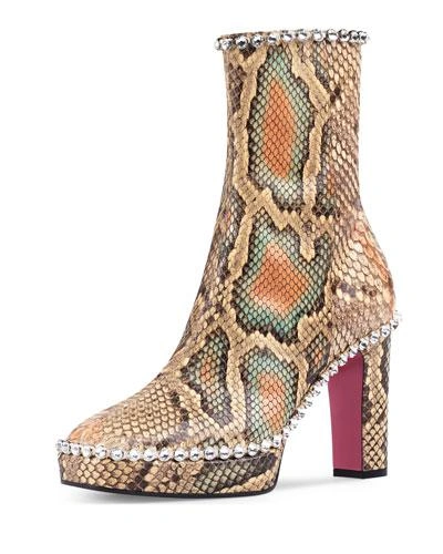 Gucci Python Ankle Boot With Crystals In Multicolor