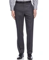 Calvin Klein Men's Slim-fit Performance Stretch Wrinkle-resistant Mini Grid Dress Pants In Grey